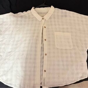 Elegant White Checkered Women's Button Down Shirt